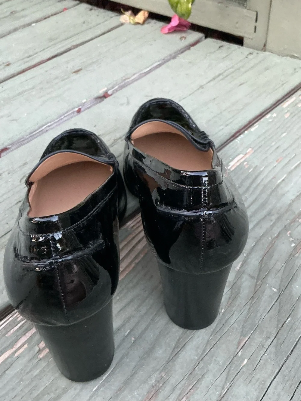 Michael Kors Black Patent Women Leather Penny Loafers Heels Size 10